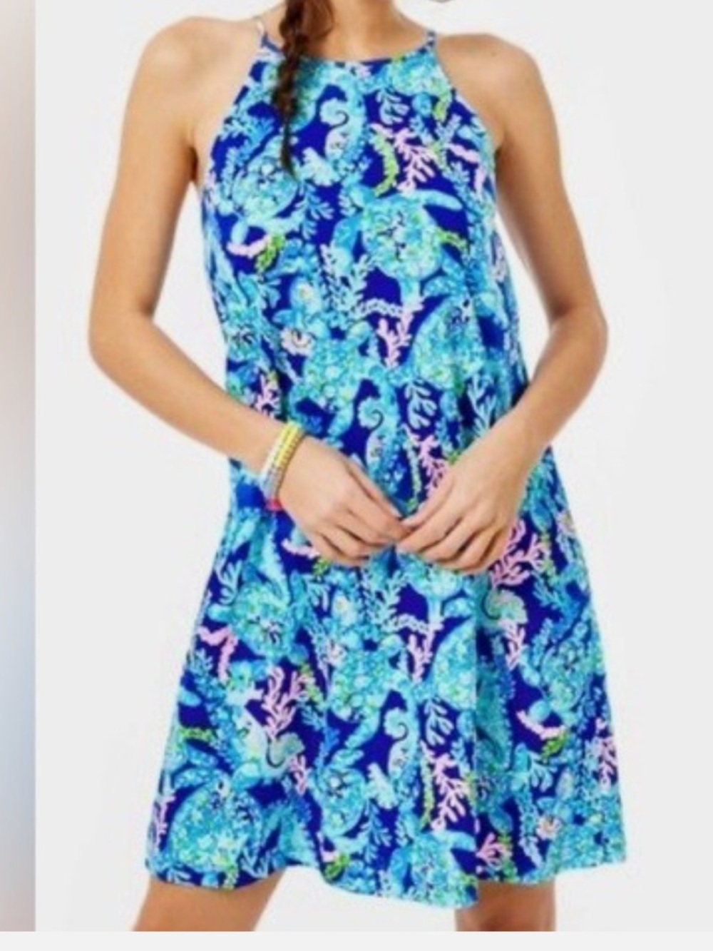 Lilly Pulitzer Navy, Aqua & Coral Tie-Strap Dress